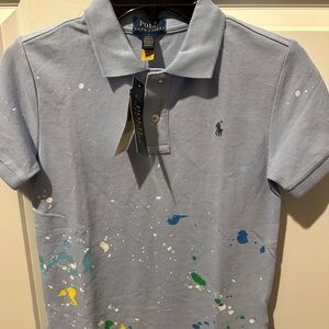 Ralph Lauren Kids Light Blue Polo with Paint Splatter
